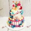 Торт для девочки "Черлидинг" двухъярусный с фигуркой, бабочками и шарами ТД678