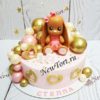 Торт для девочки "Милая зайка" с шарами, сердечками и фигуркой ТД680