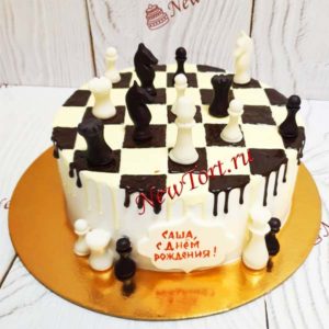 Торт "Шахматы" круглый с потеками ТМ362