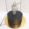 Торт "Мудрая сова" черный с серебряной фигуркой ТЖ550