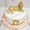 Торт "Царь лев" с золотой фигуркой, вензелями и декором ТМ397