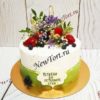 Торт "Яркая композиция" с ягодами, цветами гипсофилы и вазой из изомальта ТЖ554