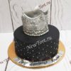 Торт "Серебрянная корона" черный с каретной стяжкой и серебрянными бусинами ТЖ562
