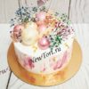 Торт "Очарование" с цветами гипсофилы, шарами и мазками ТЖ567