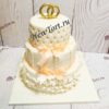 Свадебный торт "Классика с шиком" двухъярусный, с бантами и каретной стяжкой СТ572