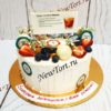 Торт "Рецепт коктейля" с фотопечатью, ягодами и цветами гипсофилы ТЖ569