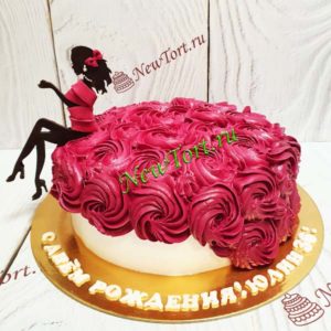 Торт "Вечернее платье" с силуэтом и кремовым платьем ТЖ573