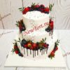 Свадебный торт "Ягодное искушение" с ягодами, золотыми бусинами и серебряным декором СТ576