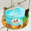 Торт "Хороший улов" с рыбой и декором воды и камышей ТМ401