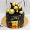 Торт "Черный мрамор" с золотым декором и шарами ТМ409