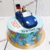 Торт "С тобой на край света" с фигурками в машине и фотопечатью карты мира ТМ416