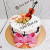 Торт "Скрипка" с фигуркой, цветами, нотами и бантом ТД777