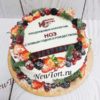 Новогодний торт "Ягоды под снегом" с ягодами, веточками и сахарной пудрой НТ195