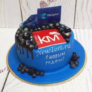 Новогодний торт "Синие ягоды" с голубикой и ежевикой НТ201