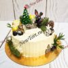 Новогодний торт "Лесной заяц" с фигуркой, елкой, ветками и шарами НТ203