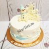 Новогодний торт "Снеговичок" с фигуркой и снежинками НТ205