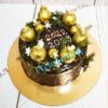 Новогодний торт "Золотые игрушки" с шарами, ветками и снежинками НТ211