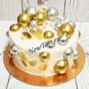 Новогодний торт "Праздничные шарики" с золотыми и серебряными шарами НТ213