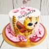 Торт "Полосатый котенок" с фотопечатью и розовым декором ТД791
