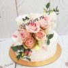 Свадебный торт "Восторг" с живыми цветами СТ604