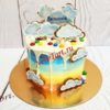 Торт "Вечеринка на радуге" с печеньем в виде облаков, конфетами и потеками ТД825