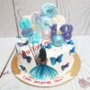Торт "Голубая мечта" с бабочками, леденцами и меренгой ТД799