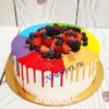 Торт "Калейдоскоп" с разноцветными потеками и ягодами ТД802