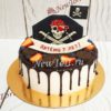 Торт "Грозный Пират" с фотопечатью, ягодами и потеками ТД809
