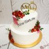 Свадебный торт "Клубничная мечта" с ягодами и розовыми мазками СТ114
