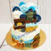 Торт "Бушующая волна" с фотопечатью, сундуком, монетами, меренгой и леденцами ТД812