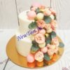 Свадебный торт "Весенний" с цветами и шарами СТ140