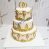 Свадебный торт "Царский" с золотыми узорами СТ145