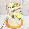 Свадебный торт "Восхищение" с цветами и узорами СТ606