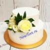 Свадебный торт "Счастье" с цветами и бусинами СТ588