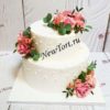 Свадебный торт "Ванильный рай" с цветами и бусинами СТ589