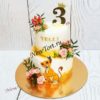 Торт "Симба в пустыне" с фотопечатью, цветами и золотым декором ТД847