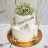 Свадебный торт "Летний сон" с цветами гипсофилы и узорами СТ593
