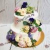 Свадебный торт "Тайна вкуса" с цветами и мазками СТ594