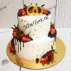 Свадебный торт "Загадай желание" с ягодами, потеками и золотой фольгой СТ595