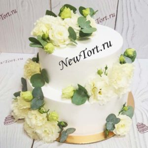 Свадебный торт "Цветочный рай" с розами СТ596