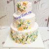 Свадебный торт "Сказка" с разноцветными цветами СТ612