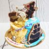 Торт "Пиратский рай" с сундуком и монетами, кораблем и водой ТД814