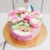 Торт "Цветочный Единорог" с фигуркой, надкусанным краем и цветами ТД871