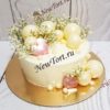 Свадебный торт "Легкий прованс" с цветами гипсофилы и шарами СТ615