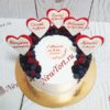 Торт "Алые сердца" с ягодами и надписью ТЖ588
