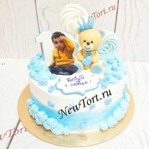 Торт "Сладкий тедди" с фотопечатью, медвежонком и кремом ТГ222