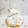 Свадебный торт с вуалью "Ледяная сказка" с серебряными шарами и цветами СТ623
