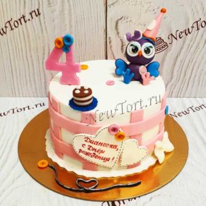 Торт "Совушка" с праздничной фигуркой, тортом и цифрой ТД881