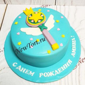 Торт "Волшебная палочка феи" с декором из мастики ТД890