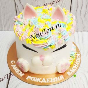 Торт "Радужный котик" в виде мордочки котенка с кремом ТД891